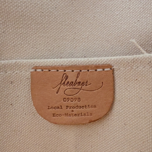 Fleabags Tote Bag with Leather Handles Red and White Handmade in Brooklyn Rare - Picture 2 of 10